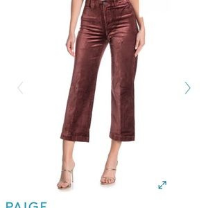 PAIGE Sutton Velvet Crop Culotte Pants